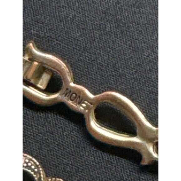 Vintage Monet Gold Tone Link Bracelet With Rhinestones - Picture 4 of 5